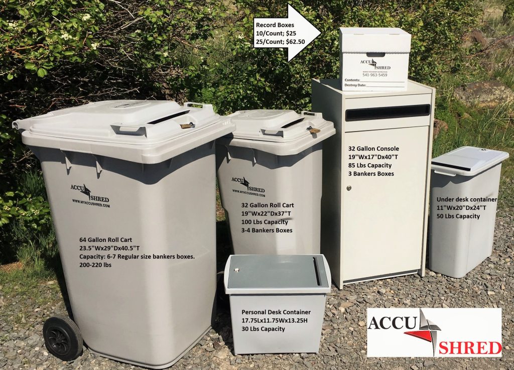 Secure Shredding Containers Boise Eastern OR and Walla Walla, WA